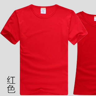 红色圆领短袖T恤